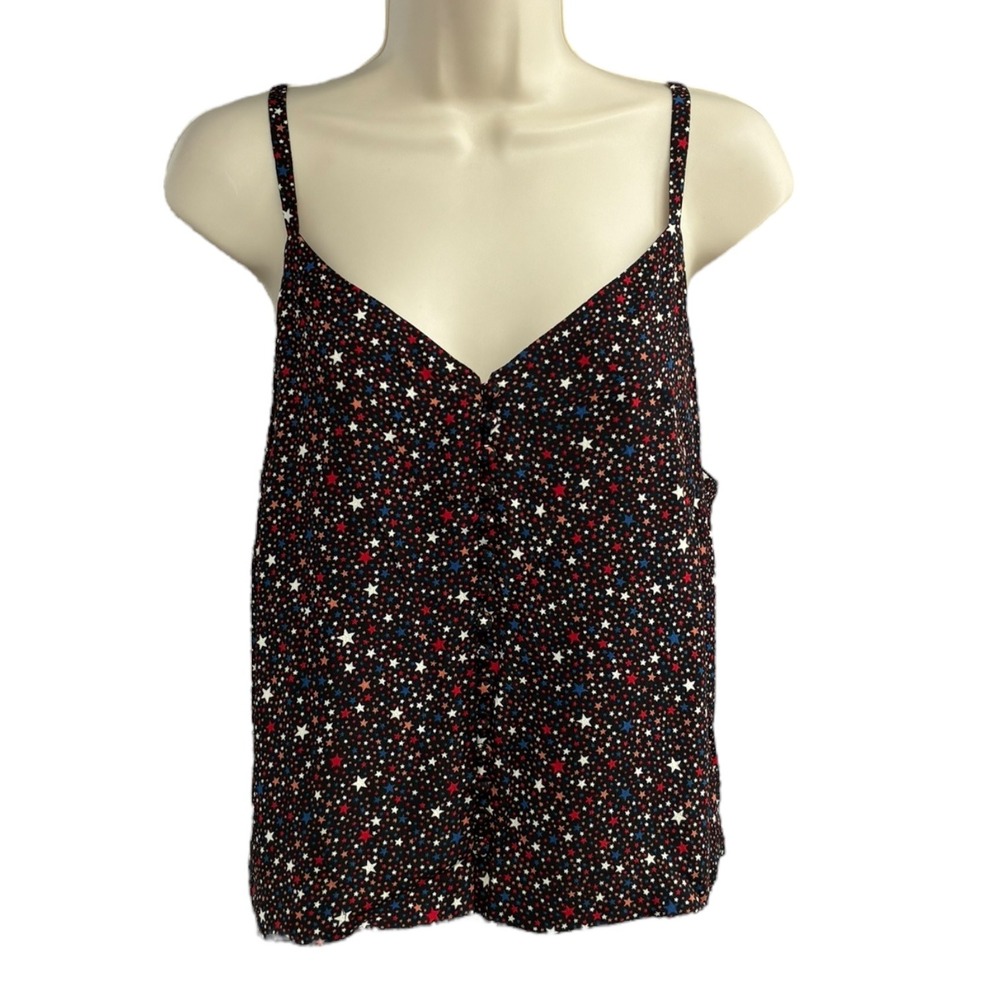 Madewell Star‎ Print V-Neck Button Front Camisole Adjustable Straps Size 6